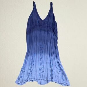 Blue gauzy sequin sundress boho chic Y2K bohemian hippie fairycore